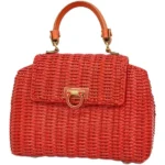 サルヴァトーレ・フェラガモ ガンチーニ ハンドバッグ ラタン