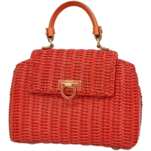 サルヴァトーレ・フェラガモ ガンチーニ ハンドバッグ ラタン