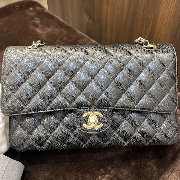 シャネル　マトラッセ　キャビアスキン　チェーンショルダー