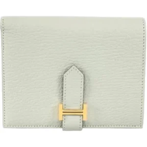 エルメス ベアンコンパクト 財布 レザー W刻印 ゴールド金具