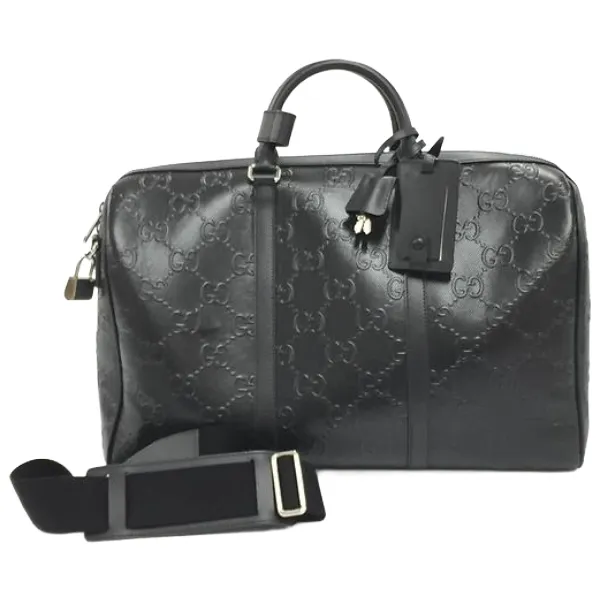グッチ GGエンボス ボストンバッグ レザー