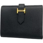 エルメス ベアンコンパクト 財布 レザー U刻印 ゴールド金具