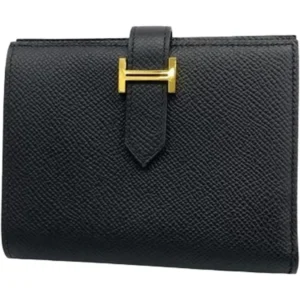 エルメス ベアンコンパクト 財布 レザー U刻印 ゴールド金具