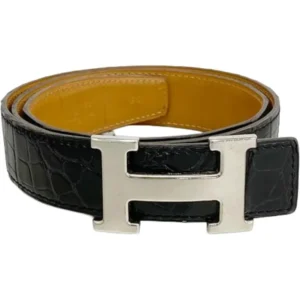 エルメス コンスタンスベルト ベルト クロコダイルポロサス □H刻印 シルバー金具