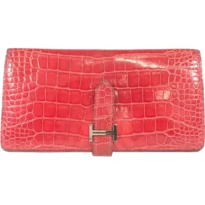 エルメス ベアンスフレ 財布 クロコダイル □N刻印 シルバー金具