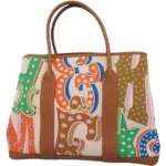 エルメス ガーデンパーティPMエレクトリック トートバッグ キャンバス W刻印 シルバー金具