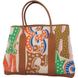 エルメス ガーデンパーティPMエレクトリック トートバッグ キャンバス W刻印 シルバー金具