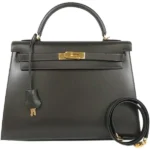 エルメス ケリー32 ハンドバッグ レザー □F刻印 ゴールド金具