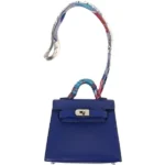 エルメス マイクロケリー チャーム レザー シルク シルバー金具