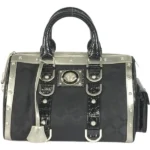 ヴェルサーチ ハンドバッグ レザー ナイロンキャンバス