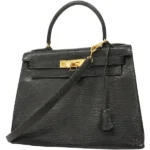 エルメス ケリー28 ハンドバッグ リザード ○S刻印 ゴールド金具