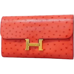 エルメス コンスタンスロングウォレット 財布 オーストリッチ D刻印 ゴールド金具