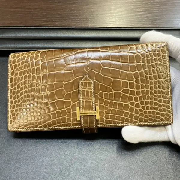 エルメス　ベアンスフレ　財布　クロコダイル