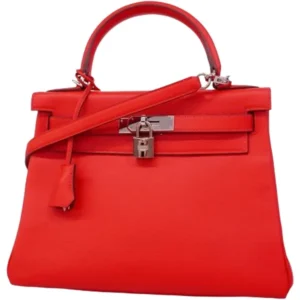 エルメス ケリー28 ハンドバッグ レザー D刻印 シルバー金具