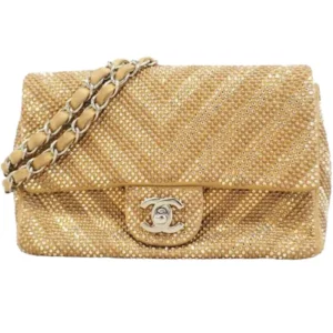 シャネル Vステッチ チェーンショルダーバッグ スウェードライン ストーン