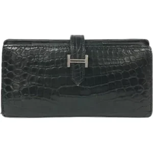 エルメス ベアンスフレ 財布 アリゲーター □T刻印 シルバー金具