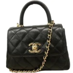 シャネル ココハンドル チェーンショルダーバッグ キャビアスキン