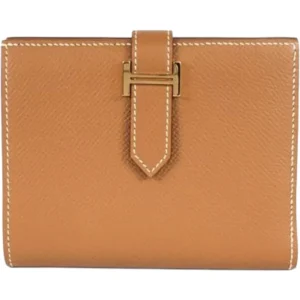 エルメス ベアンコンパクト 財布 レザー D刻印 ゴールド金具