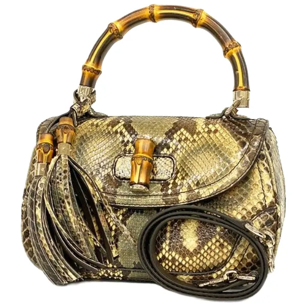 グッチ バンブー ハンドバッグ パイソン