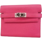 エルメス ケリーウォレットコンパクト 財布 レザー □L刻印 シルバー金具