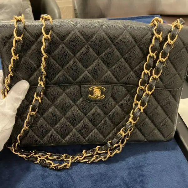 シャネル　キャビアスキン　マトラッセ　チェーンショルダー