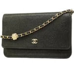 シャネル カメリア チェーンウォレット キャビアスキン