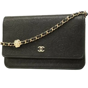 シャネル カメリア チェーンウォレット キャビアスキン