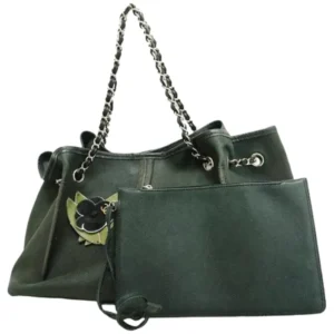 シャネル カメリア チェーンショルダーバッグ キャビアスキン