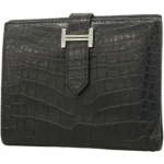 エルメス ベアンコンパクト 財布 アリゲーター Y刻印 シルバー金具