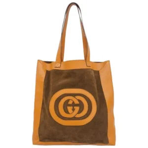 グッチ インターロッキングG トートバッグ スウェード レザー