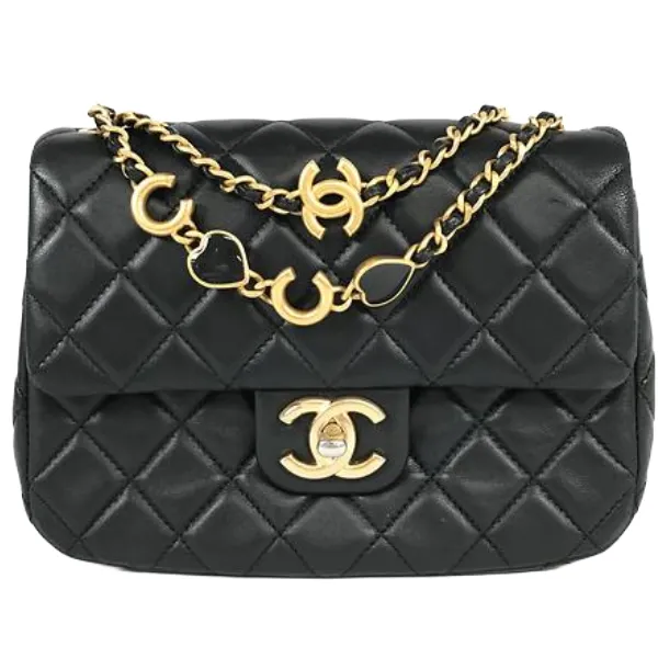 シャネル バイアスステッチ チェーンショルダーバッグ キャビアスキン