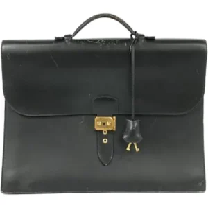 エルメス サックアデペッシュ38 ブリーフケース レザー ゴールド金具