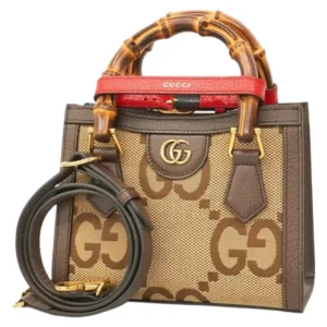 グッチ ジャンボGG ダイアナミニ ハンドバッグ キャンバス レザー