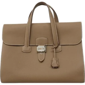 エルメス サックアデペッシュライト ブリーフケース レザー K刻印 シルバー金具