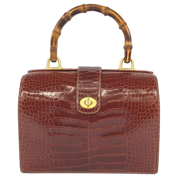 グッチ バンブー ハンドバッグ クロコ