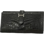 エルメス ベアンスフレ 財布 アリゲーター □N刻印 シルバー金具