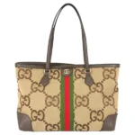 グッチ ジャンボGG シェリーライン トートバッグ キャンバス レザー