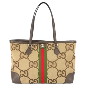 グッチ ジャンボGG シェリーライン トートバッグ キャンバス レザー