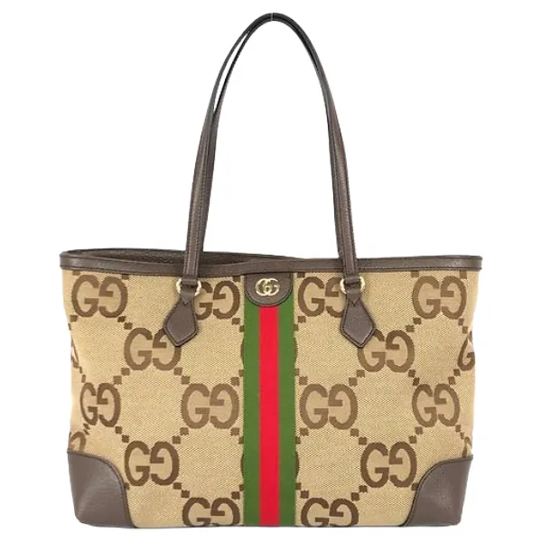 グッチ ジャンボGG シェリーライン トートバッグ キャンバス レザー