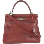 エルメス ケリー28 ハンドバッグ レザー □E刻印 シルバー金具