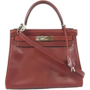 エルメス ケリー28 ハンドバッグ レザー □E刻印 シルバー金具