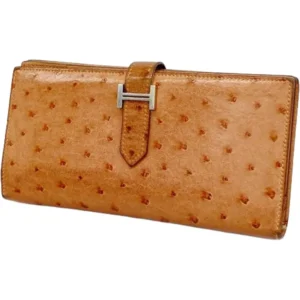 エルメス ベアン 財布 オーストリッチ シルバー金具