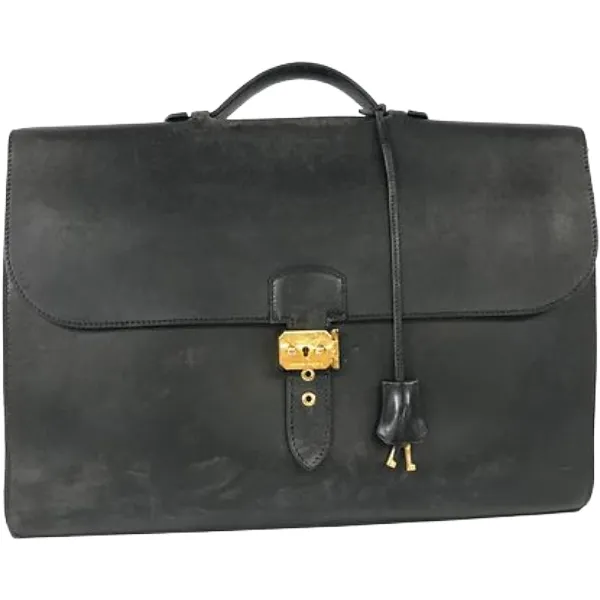 エルメス サックアデペッシュ41 ブリーフケース レザー □E刻印 ゴールド金具