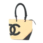 シャネル カンボン ハンドバッグ レザー ベージュ