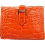 エルメス ベアンコンパクト 財布 アリゲーター W刻印 シルバー金具