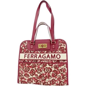 サルヴァトーレ・フェラガモ ガンチーニ トートバッグ キャンバス レザー