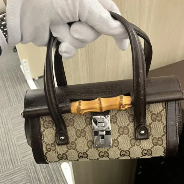 グッチ　バンブー　GGキャンバス　ハンドバッグ