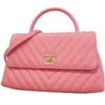 シャネル Vステッチ ココハンドル ハンドバッグ キャビアスキン