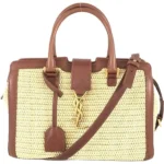 サンローラン カサンドラ ベイビーカバス ハンドバッグ ラフィア レザー