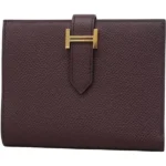 エルメス ベアンコンパクト 財布 レザー Z刻印 ゴールド金具